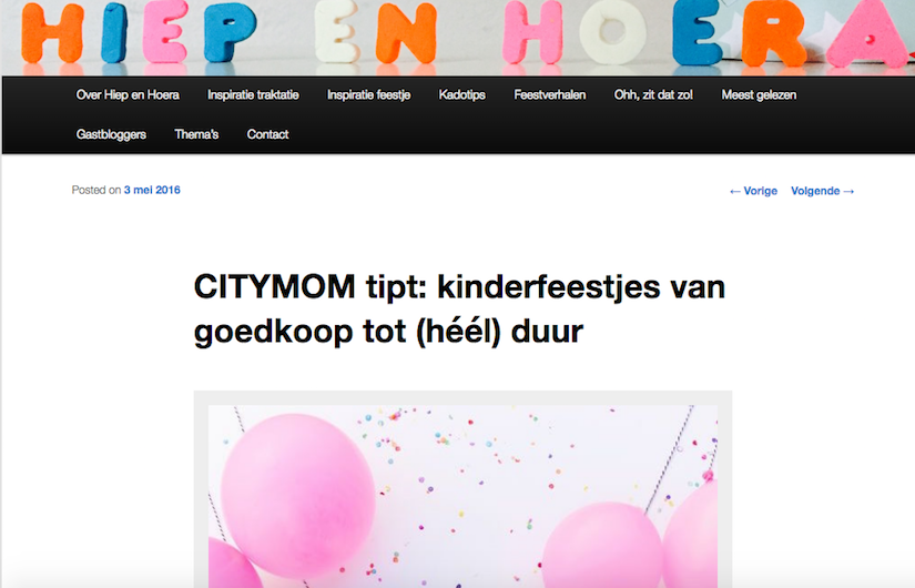 CITYMOM tipt verschillende manieren van een kinderfeestje vieren in de CITY op HiepHiepHoera