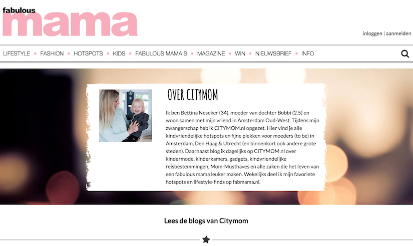 Sinds half april is de nieuwe website van Fabulous Mama live: www.fabmama.nl CITYMOM blogt wekelijks voor deze nieuwe blog!