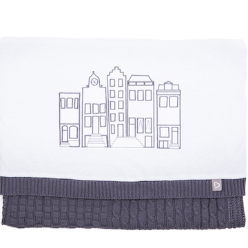 Voor CITYMOMS, het nieuwe merk luxe Hollandse babydekens: Mats&Merthe met Amsterdamse huisjes