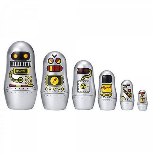 This charming set of 6 nesting dolls was designed by Swedish illustrator Ingela Arrhenius for OMM Design.