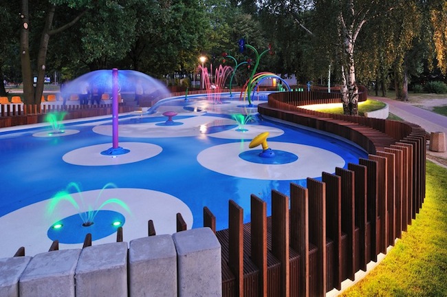 Water playground in Tychy, Poland