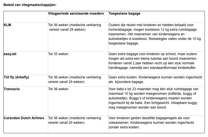 reizen met kinderen onder de twee