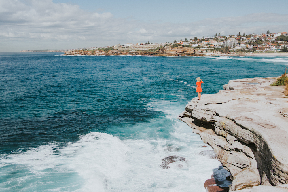 Exploring the beautiful coastline on the Coogee Walk.